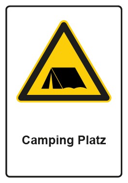 Aufkleber Warnzeichen Piktogramm & Text deutsch · Hinweiszeichen Achtung, Camping Platz | stark haftend