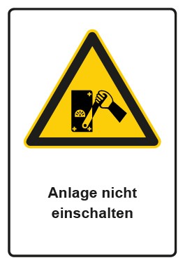 Magnetschild Warnzeichen Piktogramm & Text deutsch · Anlage nicht einschalten