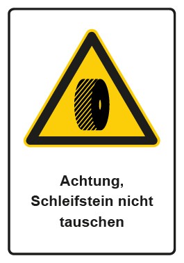 Aufkleber Warnzeichen Piktogramm & Text deutsch · Hinweiszeichen Achtung, Schleifstein nicht tauschen