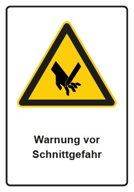 Schild Warnzeichen Piktogramm & Text deutsch · Warnung vor Schnittgefahr