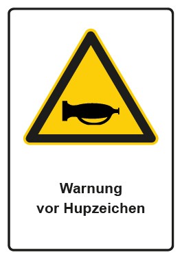 Schild Warnzeichen Piktogramm & Text deutsch · Warnung vor Hupzeichen