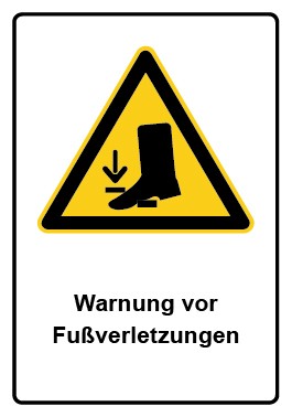 Schild Warnzeichen Piktogramm & Text deutsch · Warnung vor Fußverletzungen