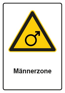 Magnetschild Warnzeichen Piktogramm & Text deutsch · Hinweiszeichen Männer Zone