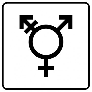 WC Toiletten Schild | Symbol Transgender | viereckig · weiß · selbstklebend