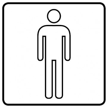 WC Toiletten Aufkleber | Herren outline | viereckig · weiß