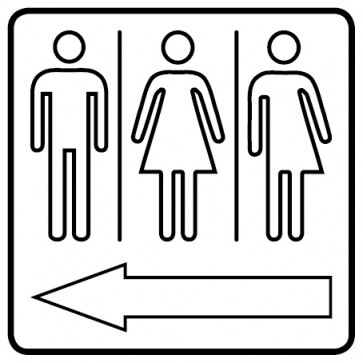 WC Toiletten Aufkleber Herren · Damen · Transgender outline Pfeil links | viereckig · weiß | stark haftend