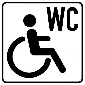 WC Toiletten Aufkleber Rollstuhl · Behinderten WC | viereckig · weiß | stark haftend