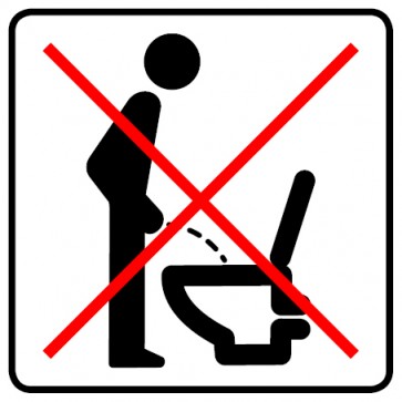 WC Toiletten Aufkleber Im Stehen pinkeln verboten | viereckig · weiß | stark haftend