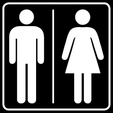 WC Toiletten Aufkleber Herren · Damen | viereckig · schwarz | stark haftend