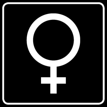 WC Toiletten Schild | Symbol Frau | viereckig · schwarz · selbstklebend