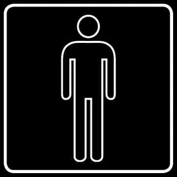 WC Toiletten Schild | Herren outline | viereckig · schwarz · selbstklebend