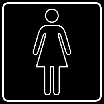 WC Toiletten Aufkleber | Damen outline | viereckig · schwarz