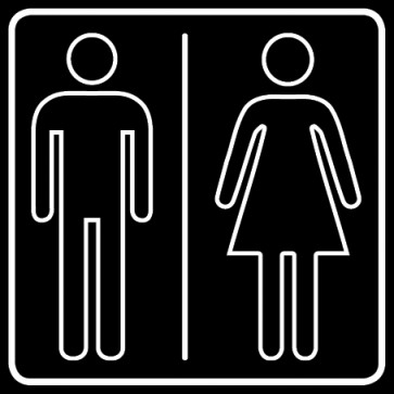 WC Toiletten Aufkleber | Herren · Damen outline | viereckig · schwarz