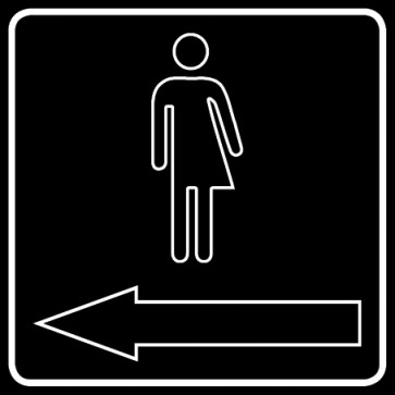 WC Toiletten Aufkleber Transgender outline Pfeil links | viereckig · schwarz | stark haftend