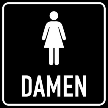 WC Toiletten Aufkleber Piktogramm mit Text · Damen | viereckig · schwarz | stark haftend