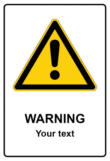 Schild Warnzeichen Piktogramm & Text englisch · Warning · Your text | selbstklebend