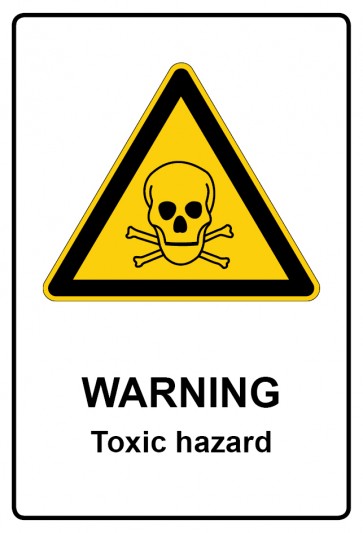 Schild Warnzeichen Piktogramm & Text englisch · Warning · Toxic hazard | selbstklebend