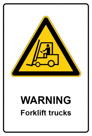 Aufkleber Warnzeichen Piktogramm & Text englisch · Warning · Forklift trucks | stark haftend