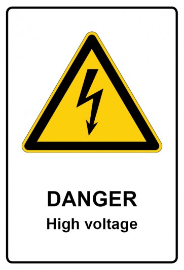 Schild Warnzeichen Piktogramm & Text englisch · Danger · High voltage