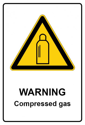 Schild Warnzeichen Piktogramm & Text englisch · Warning · Compressed gas | selbstklebend