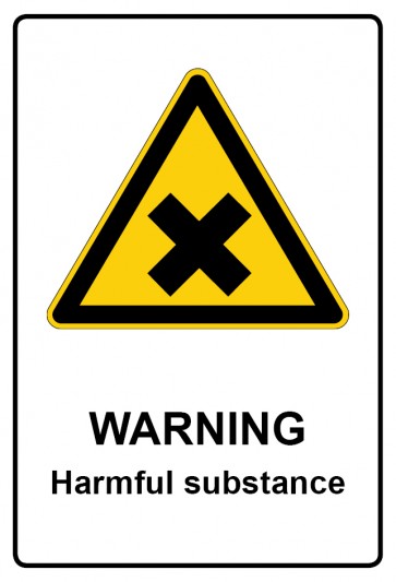 Schild Warnzeichen Piktogramm & Text englisch · Warning · Harmful substance | selbstklebend