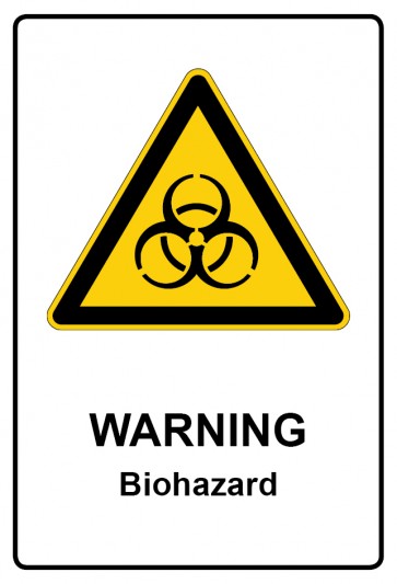 Schild Warnzeichen Piktogramm & Text englisch · Warning · Biohazard | selbstklebend