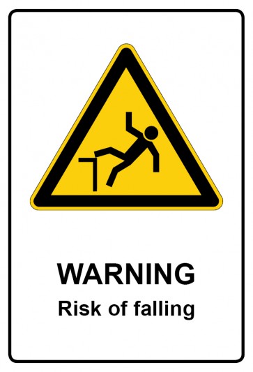 Schild Warnzeichen Piktogramm & Text englisch · Warning · Risk of falling | selbstklebend