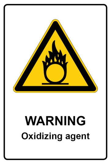 Aufkleber Warnzeichen Piktogramm & Text englisch · Warning · Oxidizing agent | stark haftend