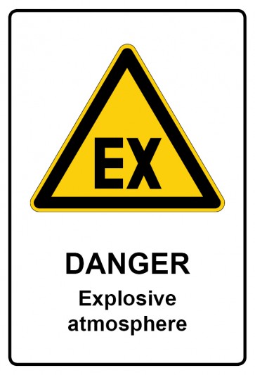 Schild Warnzeichen Piktogramm & Text englisch · Danger · Explosive atmosphere | selbstklebend