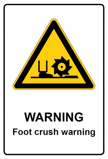 Magnetschild Warnzeichen Piktogramm & Text englisch · Warning · Foot crush warning