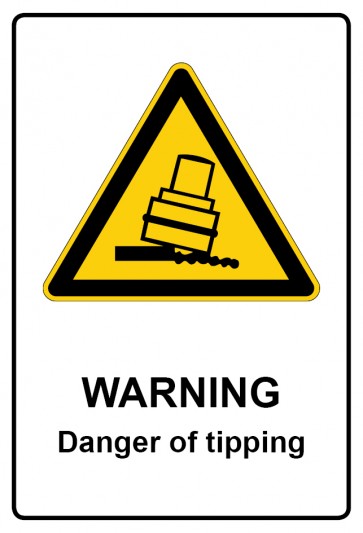 Aufkleber Warnzeichen Piktogramm & Text englisch · Warning · Danger of tipping | stark haftend