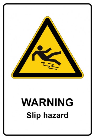 Magnetschild Warnzeichen Piktogramm & Text englisch · Warning · Slip hazard