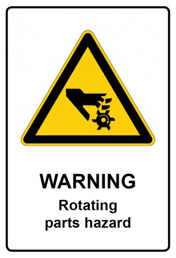 Aufkleber Warnzeichen Piktogramm & Text englisch · Warning · Rotating parts hazard