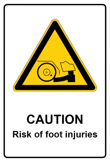 Aufkleber Warnzeichen Piktogramm & Text englisch · Caution · Risk of foot injuries