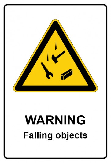 Schild Warnzeichen Piktogramm & Text englisch · Warning · Falling objects