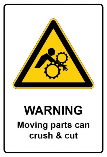Aufkleber Warnzeichen Piktogramm & Text englisch · Warning · Moving parts can crush & cut | stark haftend