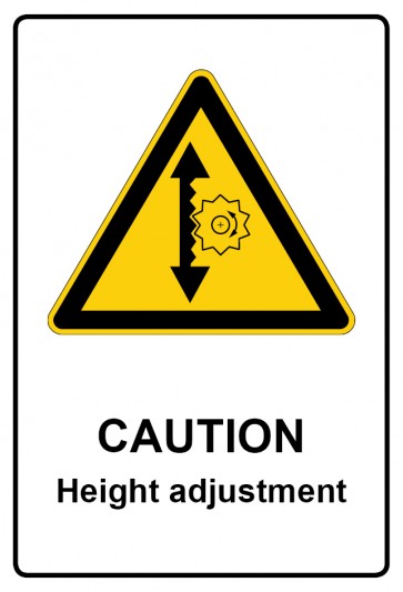 Schild Warnzeichen Piktogramm & Text englisch · Caution · Height adjustment | selbstklebend