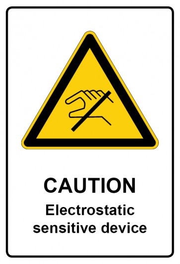 Schild Warnzeichen Piktogramm & Text englisch · Caution · Electrostatic sensitive device