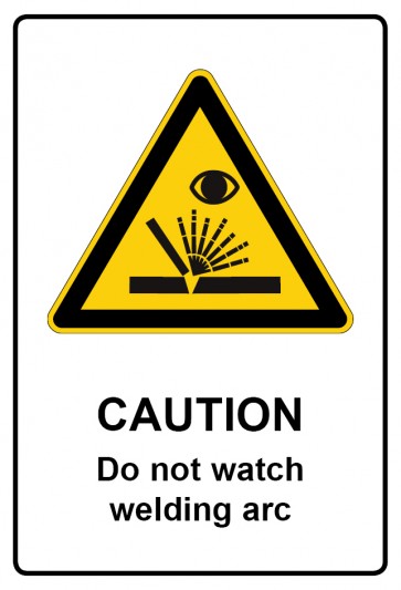 Aufkleber Warnzeichen Piktogramm & Text englisch · Caution · Do not watch welding arc | stark haftend