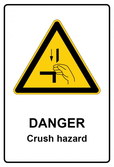 Schild Warnzeichen Piktogramm & Text englisch · Danger · Crush hazard | selbstklebend