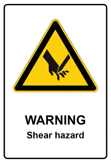 Schild Warnzeichen Piktogramm & Text englisch · Warning · Shear hazard