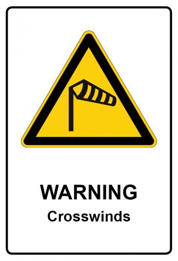 Schild Warnzeichen Piktogramm & Text englisch · Warning · Crosswinds | selbstklebend