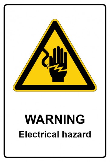 Schild Warnzeichen Piktogramm & Text englisch · Warning · Electrical hazard | selbstklebend