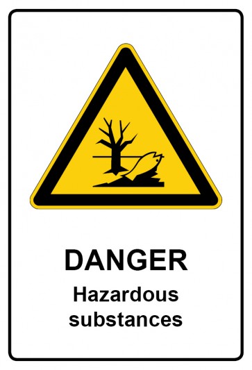 Schild Warnzeichen Piktogramm & Text englisch · Danger · Hazardous substances
