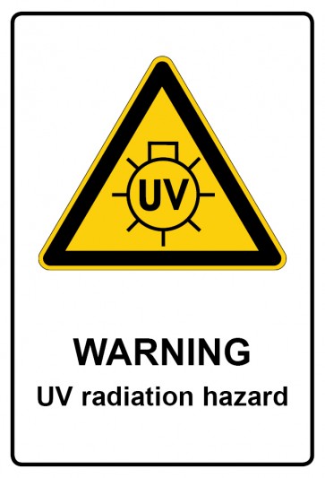 Aufkleber Warnzeichen Piktogramm & Text englisch · Warning · UV radiation hazard