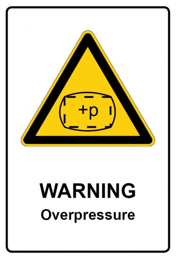 Magnetschild Warnzeichen Piktogramm & Text englisch · Warning · Overpressure