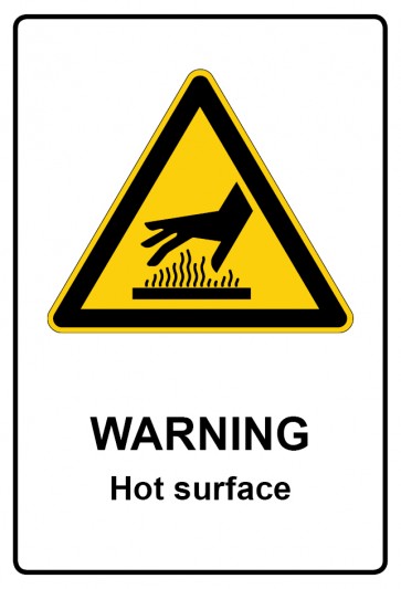 Magnetschild Warnzeichen Piktogramm & Text englisch · Warning · Hot surface