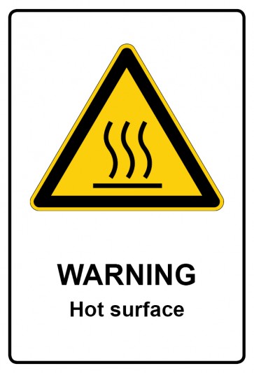 Schild Warnzeichen Piktogramm & Text englisch · Warning · Hot surface | selbstklebend