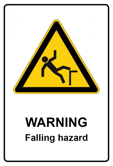 Aufkleber Warnzeichen Piktogramm & Text englisch · Warning · Falling hazard | stark haftend