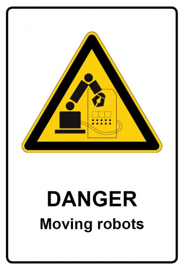 Schild Warnzeichen Piktogramm & Text englisch · Danger · Moving robots